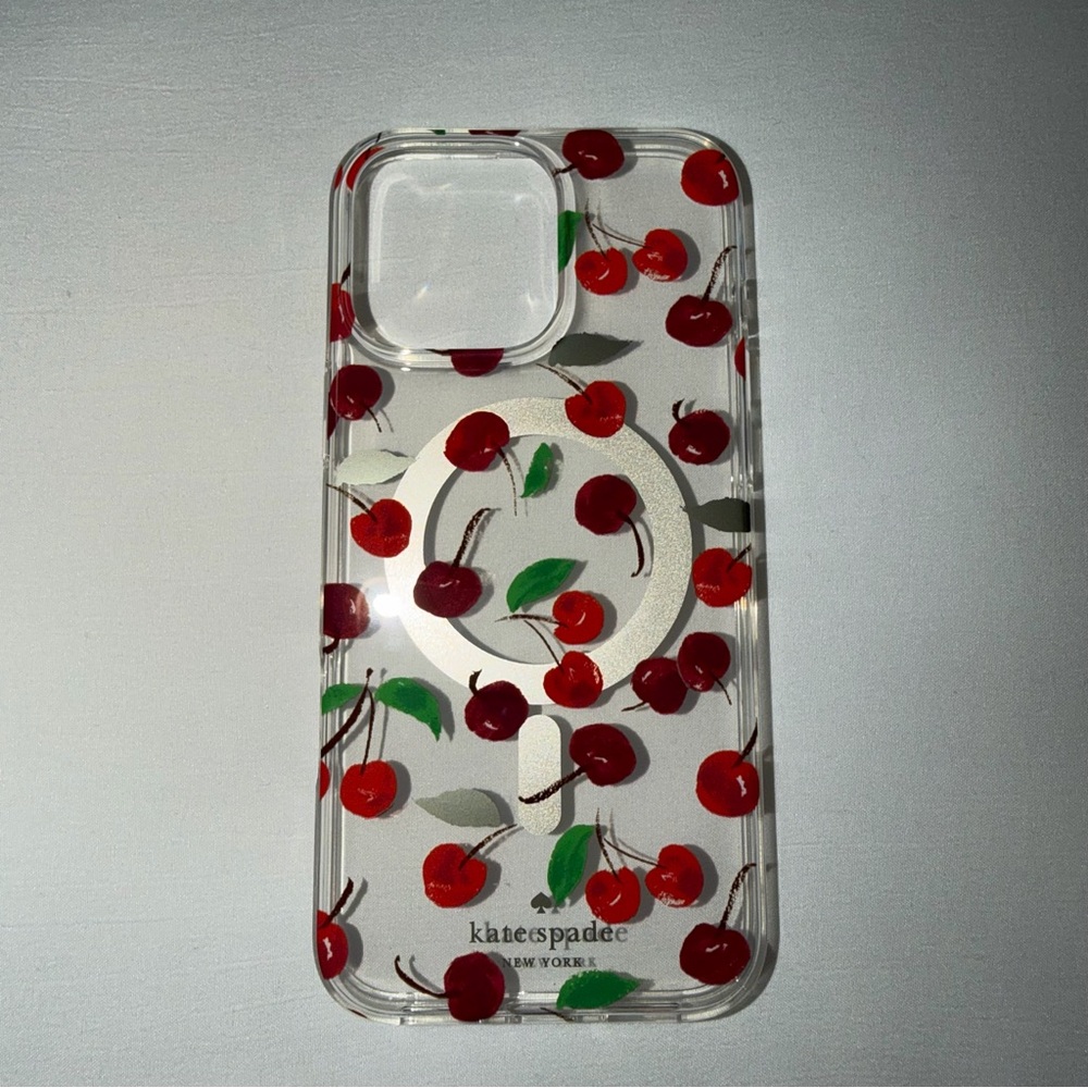 Kate Spade Cherry Design Phone Case - Red and Green IPhone 16 pro max